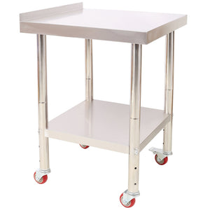 English Elm Stainless Steel Prep Table Heavy Duty 440lb Commercial Worktable with Casters Backsplash W465P237801