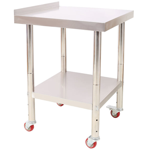 English Elm Stainless Steel Prep Table Heavy Duty 440lb Commercial Worktable with Casters Backsplash W465P237801