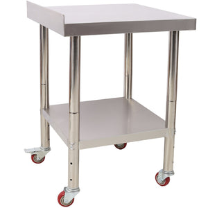 English Elm Stainless Steel Prep Table Heavy Duty 440lb Commercial Worktable with Casters Backsplash W465P237801