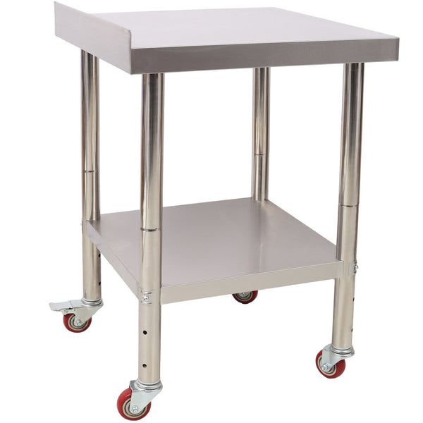 English Elm Stainless Steel Prep Table Heavy Duty 440lb Commercial Worktable with Casters Backsplash W465P237801