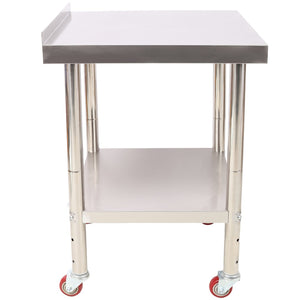 English Elm Stainless Steel Prep Table Heavy Duty 440lb Commercial Worktable with Casters Backsplash W465P237801