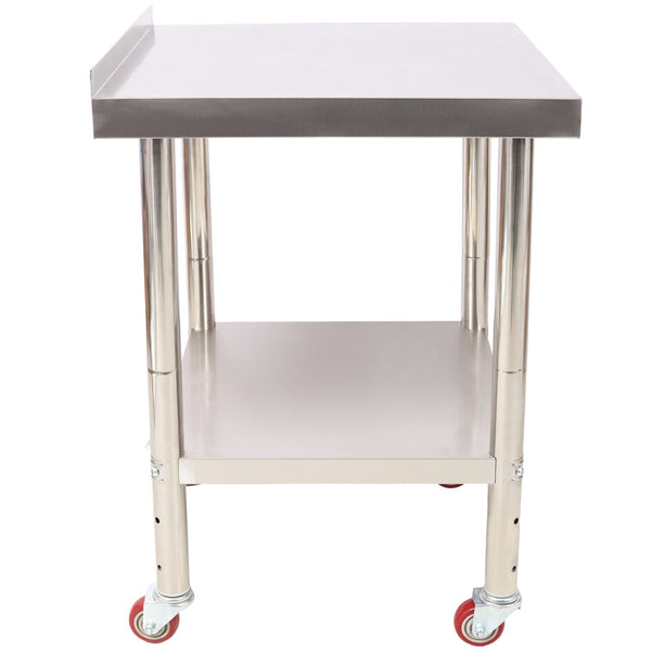 English Elm Stainless Steel Prep Table Heavy Duty 440lb Commercial Worktable with Casters Backsplash W465P237801