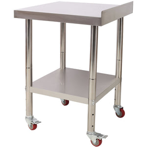 English Elm Stainless Steel Prep Table Heavy Duty 440lb Commercial Worktable with Casters Backsplash W465P237801