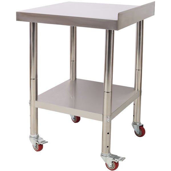 English Elm Stainless Steel Prep Table Heavy Duty 440lb Commercial Worktable with Casters Backsplash W465P237801