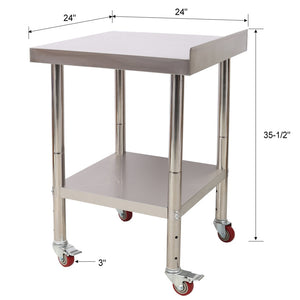 English Elm Stainless Steel Prep Table Heavy Duty 440lb Commercial Worktable with Casters Backsplash W465P237801