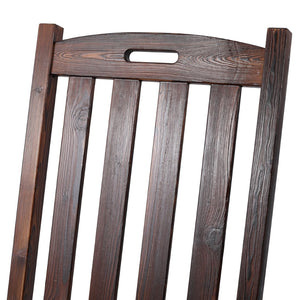 English Elm Wooden High Back Fir Porch Rocker with Wide Contoured Seat for Indoor Outdoor Use Brown W465P255393