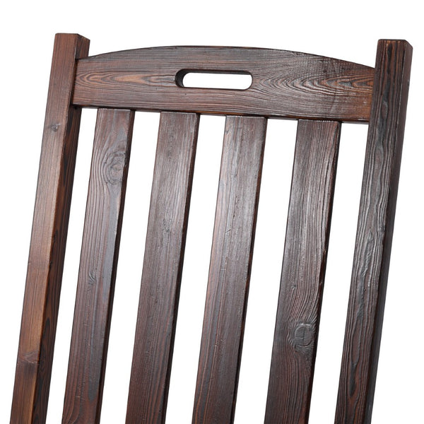 English Elm Wooden High Back Fir Porch Rocker with Wide Contoured Seat for Indoor Outdoor Use Brown W465P255393