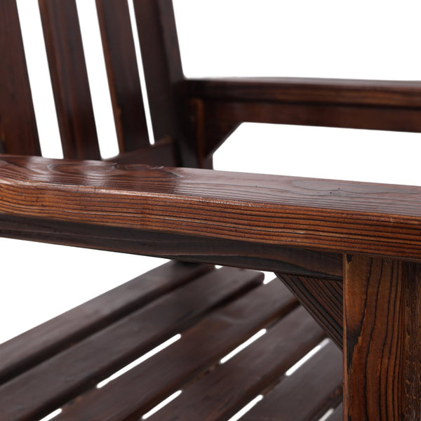 English Elm Wooden High Back Fir Porch Rocker with Wide Contoured Seat for Indoor Outdoor Use Brown W465P255393