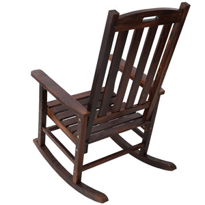 English Elm Wooden High Back Fir Porch Rocker with Wide Contoured Seat for Indoor Outdoor Use Brown W465P255393