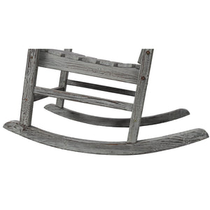 English Elm Wooden High Back Fir Porch Rocker with Wide Contoured Seat for Indoor Outdoor Use Light Gray W465P255394