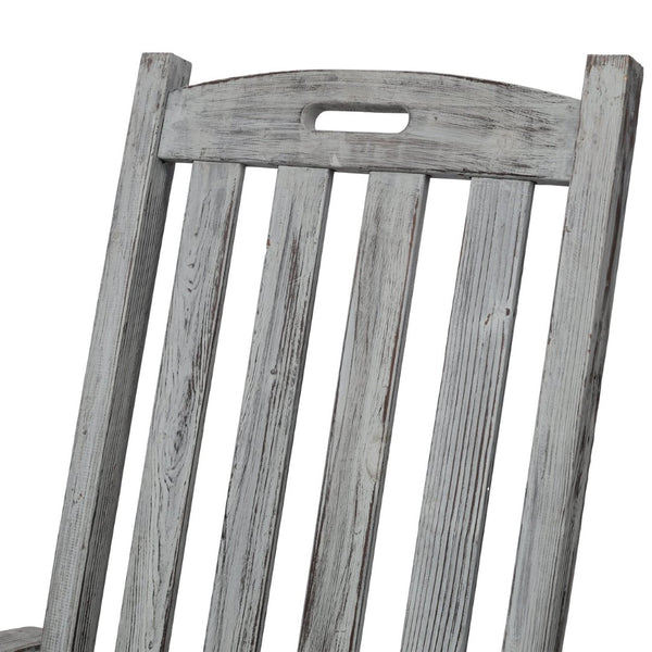 English Elm Wooden High Back Fir Porch Rocker with Wide Contoured Seat for Indoor Outdoor Use Light Gray W465P255394
