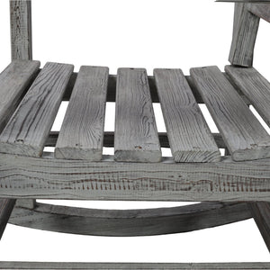 English Elm Wooden High Back Fir Porch Rocker with Wide Contoured Seat for Indoor Outdoor Use Light Gray W465P255394