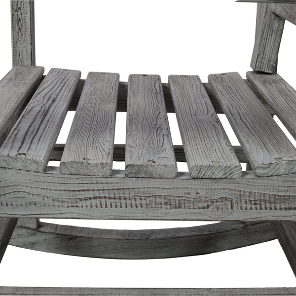 English Elm Wooden High Back Fir Porch Rocker with Wide Contoured Seat for Indoor Outdoor Use Light Gray W465P255394
