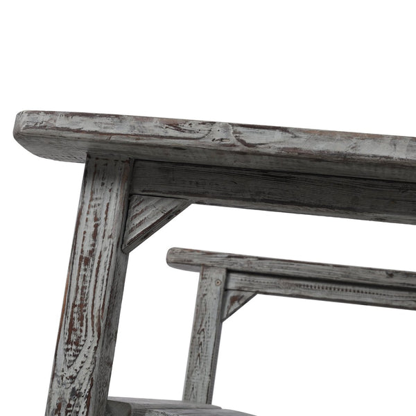 English Elm Wooden High Back Fir Porch Rocker with Wide Contoured Seat for Indoor Outdoor Use Light Gray W465P255394