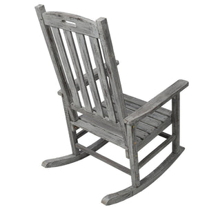 English Elm Wooden High Back Fir Porch Rocker with Wide Contoured Seat for Indoor Outdoor Use Light Gray W465P255394