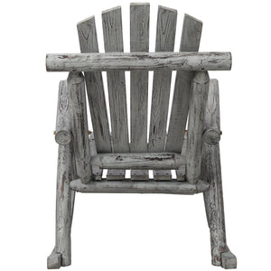 English Elm Wooden Fir Log Porch Rocking Chair with Fan Back Support for Outdoor Patio Relaxation Light Gray W465P255396