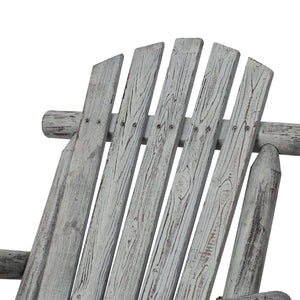 English Elm Wooden Fir Log Porch Rocking Chair with Fan Back Support for Outdoor Patio Relaxation Light Gray W465P255396