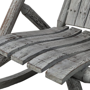 English Elm Wooden Fir Log Porch Rocking Chair with Fan Back Support for Outdoor Patio Relaxation Light Gray W465P255396
