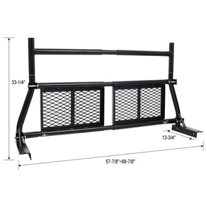 English Elm Pickup Truck Headache Rack Adjustable Steel Mesh Cab Window Guard Matte Black W465P262031