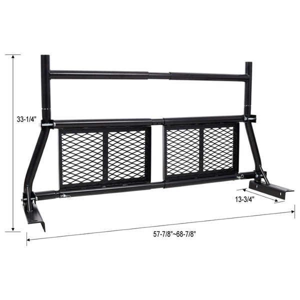 English Elm Pickup Truck Headache Rack Adjustable Steel Mesh Cab Window Guard Matte Black W465P262031