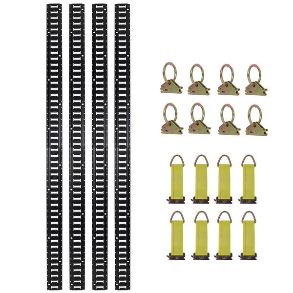 English Elm 8ft E Track Rail Kit 4 Pack Steel Cargo Tie Down System for Trailers Vans Garages W465P262569