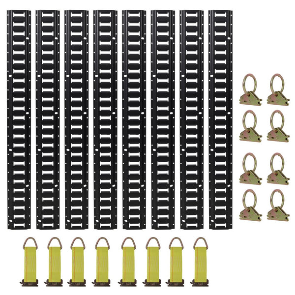 English Elm 4ft Steel E Track Rail System 8 Pack Heavy Duty Cargo Control for Vans Trailers Garages W465P262570
