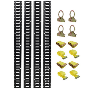 English Elm 12pcs E Track Cargo Rail Kit with Ratchet Straps Steel Anchors for Vans Trucks Trailers W465P262573