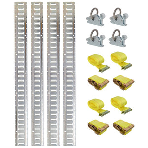 English Elm 12pcs Steel E Track Rail Anchor Ratchet Strap Kit for Trailers Vans Garages W465P262574