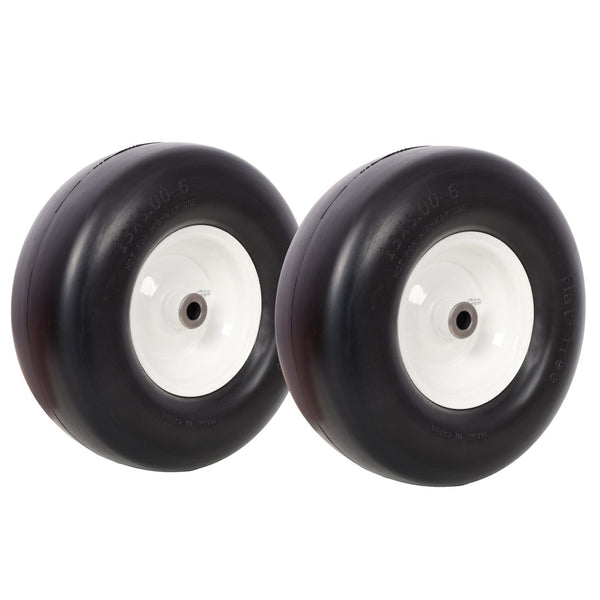 English Elm 2pcs Flat Free Polyurethane Foam Lawn Mower Tires 13x5x6 Zero Turn Ready W465P266297