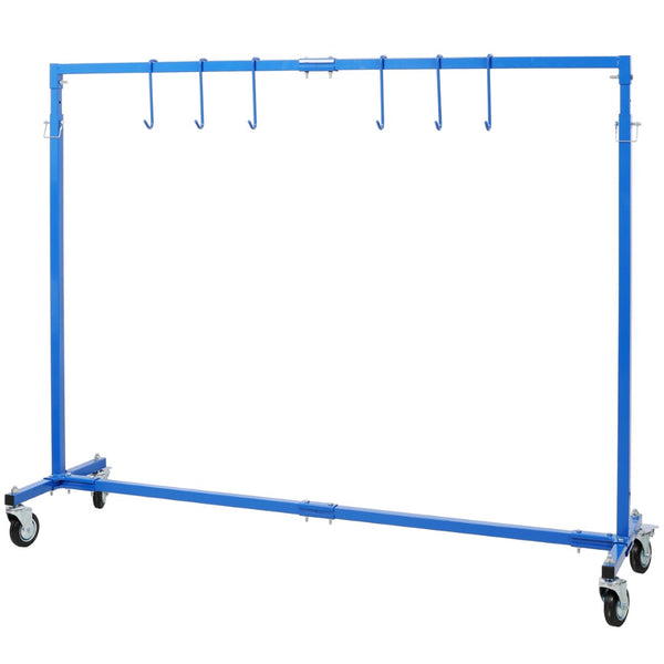 English Elm Adjustable Steel Rolling Paint Rack with 6 Hooks for Auto Body Shop Drying Work W465P266869