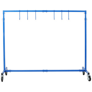 English Elm Adjustable Steel Rolling Paint Rack with 6 Hooks for Auto Body Shop Drying Work W465P266869