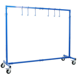 English Elm Adjustable Steel Rolling Paint Rack with 6 Hooks for Auto Body Shop Drying Work W465P266869