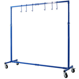 English Elm Adjustable Steel Rolling Paint Rack with 6 Hooks for Auto Body Shop Drying Work W465P266869