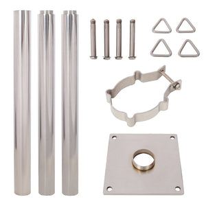 English Elm 8Ft Stainless Steel Shade Sail Pole with Base Plate for Patio Garden Yard Use W465P272032