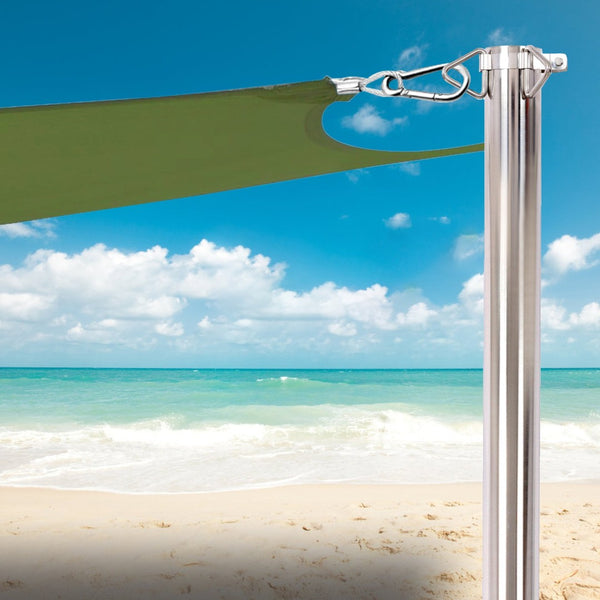 English Elm 8Ft Stainless Steel Shade Sail Pole with Base Plate for Patio Garden Yard Use W465P272032