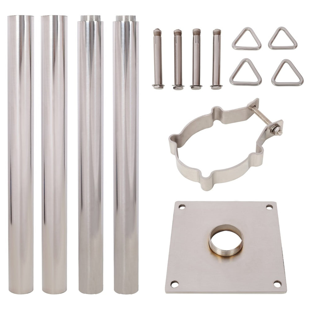 English Elm 12Ft Stainless Steel Shade Sail Pole with Base Plate for Outdoor Patio Garden Use W465P272035