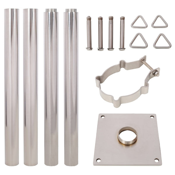 English Elm 12Ft Stainless Steel Shade Sail Pole with Base Plate for Outdoor Patio Garden Use W465P272035