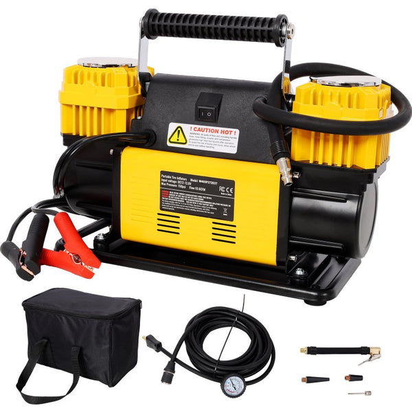 English Elm 12V Dual Cylinder Portable Air Compressor 150 PSI Fast Tire Inflator for Trucks RVs W465P272037