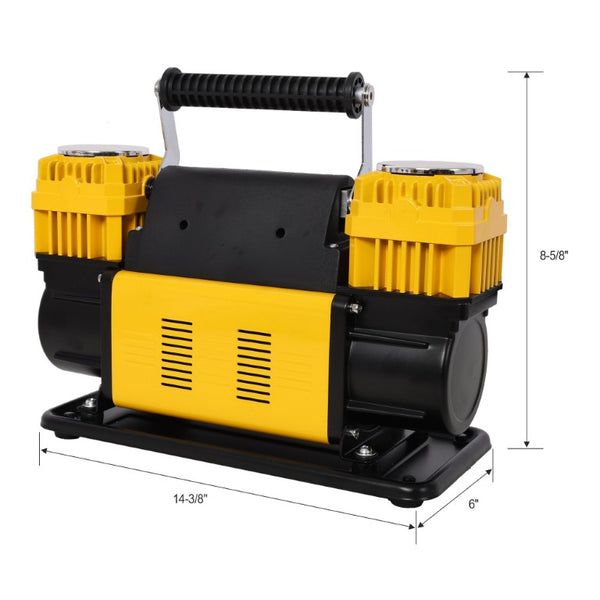 English Elm 12V Dual Cylinder Portable Air Compressor 150 PSI Fast Tire Inflator for Trucks RVs W465P272037