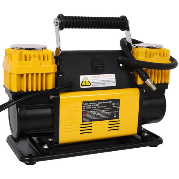 English Elm 12V Dual Cylinder Portable Air Compressor 150 PSI Fast Tire Inflator for Trucks RVs W465P272037
