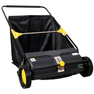 English Elm Hand Push Lawn Sweeper with 26 Inch Wide Path and 7 Cu Ft Bag for Yard Cleanup W465P283140
