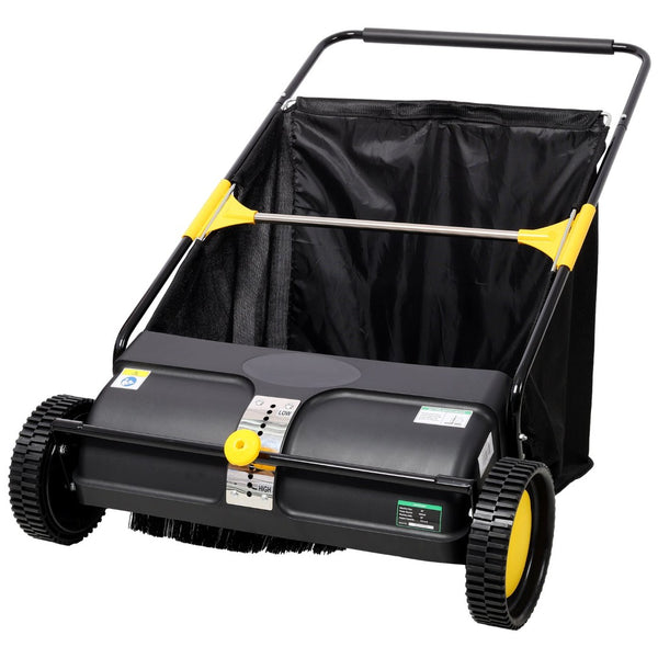 English Elm Hand Push Lawn Sweeper with 26 Inch Wide Path and 7 Cu Ft Bag for Yard Cleanup W465P283140