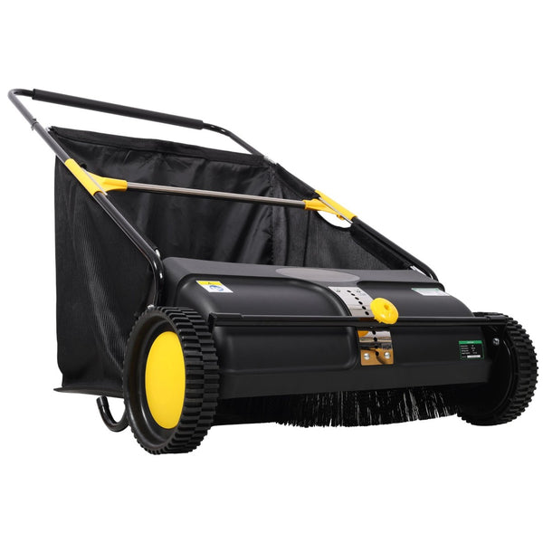 English Elm Hand Push Lawn Sweeper with 26 Inch Wide Path and 7 Cu Ft Bag for Yard Cleanup W465P283140