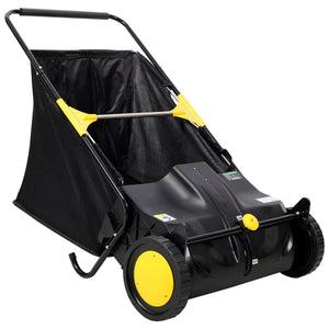 English Elm Hand Push Lawn Sweeper 21 Inch Four Brush Yard Cleaner with 3.5 Cu Ft Hopper W465P283143
