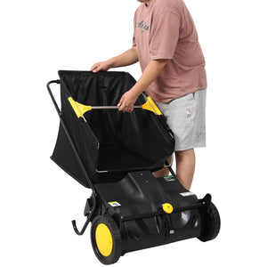 English Elm Hand Push Lawn Sweeper 21 Inch Four Brush Yard Cleaner with 3.5 Cu Ft Hopper W465P283143