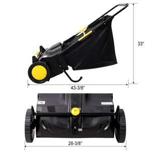English Elm Hand Push Lawn Sweeper 21 Inch Four Brush Yard Cleaner with 3.5 Cu Ft Hopper W465P283143