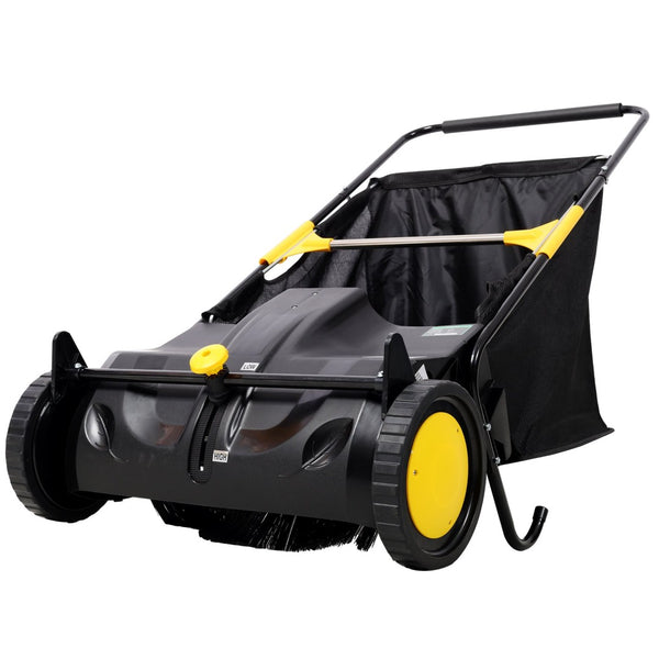 English Elm Hand Push Lawn Sweeper 21 Inch Four Brush Yard Cleaner with 3.5 Cu Ft Hopper W465P283143