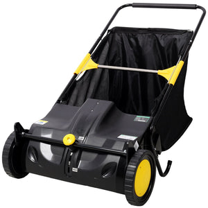 English Elm Hand Push Lawn Sweeper 21 Inch Four Brush Yard Cleaner with 3.5 Cu Ft Hopper W465P283143