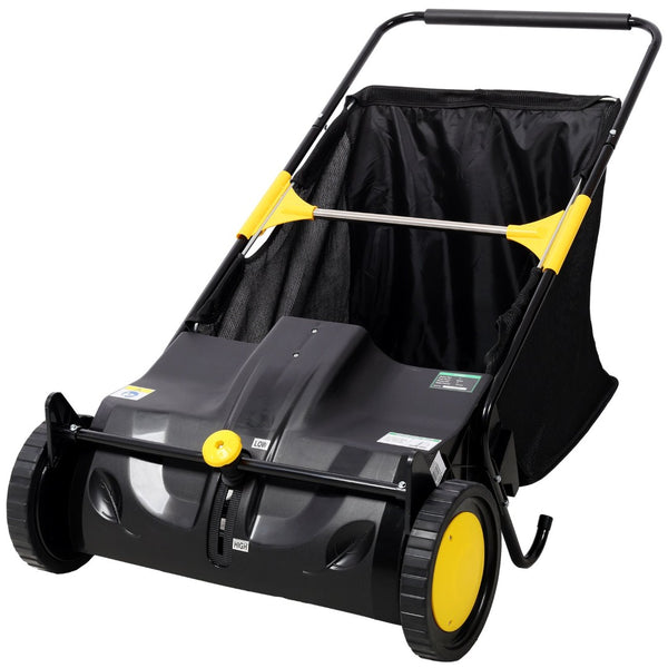 English Elm Hand Push Lawn Sweeper 21 Inch Four Brush Yard Cleaner with 3.5 Cu Ft Hopper W465P283143
