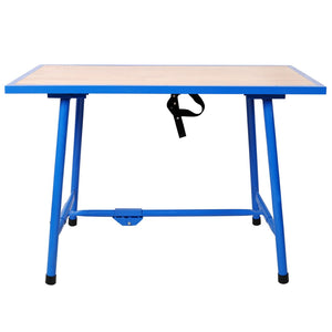 English Elm Foldable Steel Frame Workshop Bench with Wood Surface and 660lb Heavy Duty Capacity W465P298822